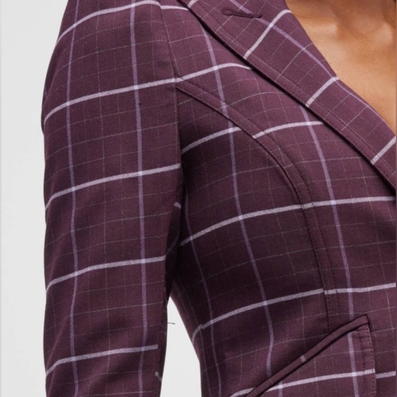Smythe Pouf Sleeve One Button Blazer mulberry plaid - Picture 7 of 12